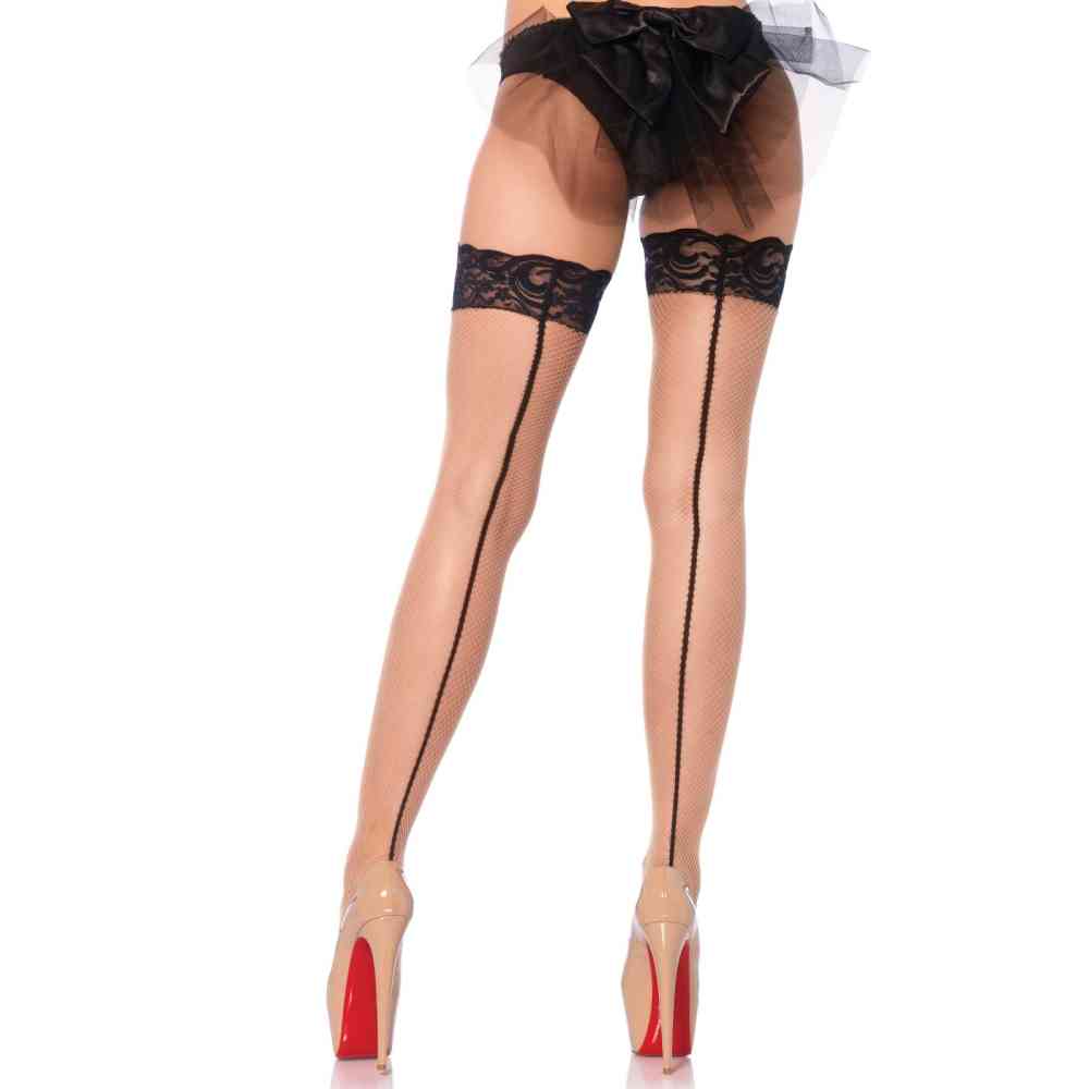 Leg Avenue - Backseam Stay Ups Strümpfe - Beige/Schwarz